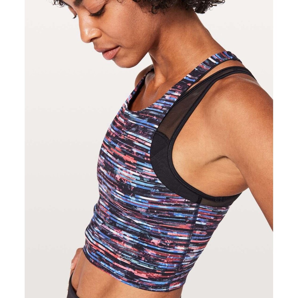 Lululemon Break Free Tank Size 6 White Multi Black Nulux Hinshu Alpine